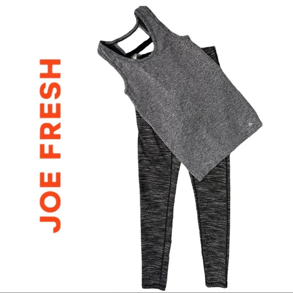 Joe Fresh Workout  Grey Black Leggings w/ Tank Top Size Small - Picture 1 of 6